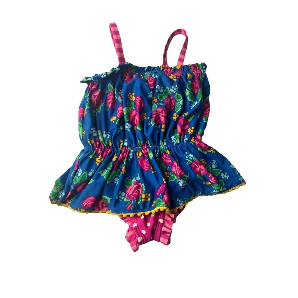 Matilda Jane BEACH BABY SWIMSUIT 3-6 Months Floral Skirted Brilliant Daydream‎